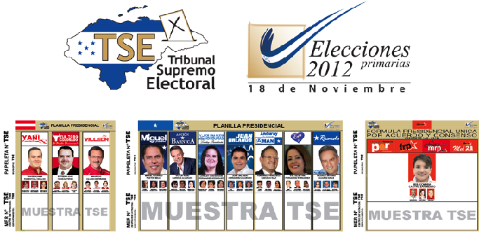 ballots for 2012 primary elections in Honduras