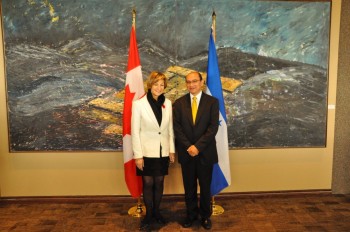 Canada Minister of State Lynne Yelich (Foreign Affairs and Consular), meets with Oscar Chinchilla Banegas, Attorney General of Honduras